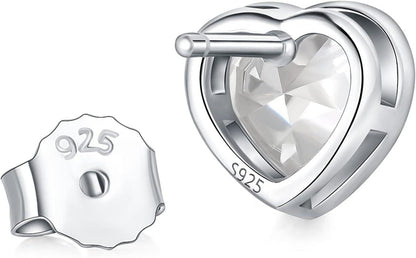 GW Ohrringe Herz 925 Sterling Silber Ohrstecker Damen Geburtstagsgeschenk