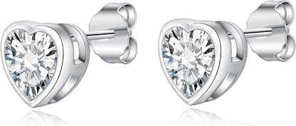 GW Ohrringe Herz 925 Sterling Silber Ohrstecker Damen Geburtstagsgeschenk