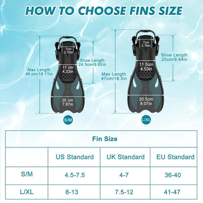 Schnorchelset Erwachsene Flossen Taucherflossen