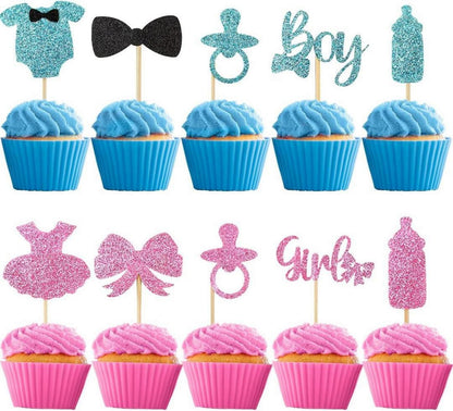 Gender Reveal Babyparty Tortendeko 30 Stück Kuchendeko Jungen Mädchen
