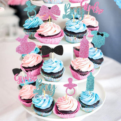 Gender Reveal Babyparty Tortendeko 30 Stück Kuchendeko Jungen Mädchen