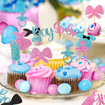 Gender Reveal Party Tortendeko Babyparty Kuchendeko 30 Stück Jungen Mädchen Blau