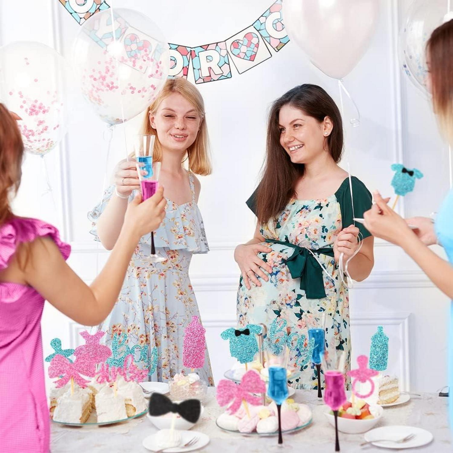 Tortendeko Babyparty 30 Stück Gender Reveal Kuchendeko Jungen Mädchen
