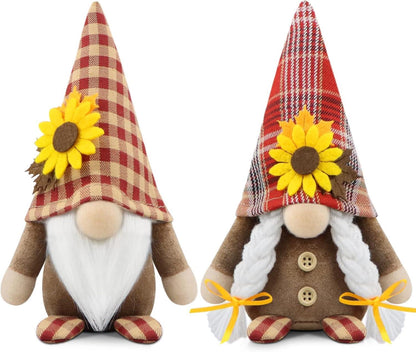 2er Set Handgemachte Herbst Wichtel Figuren Dekoration Rot