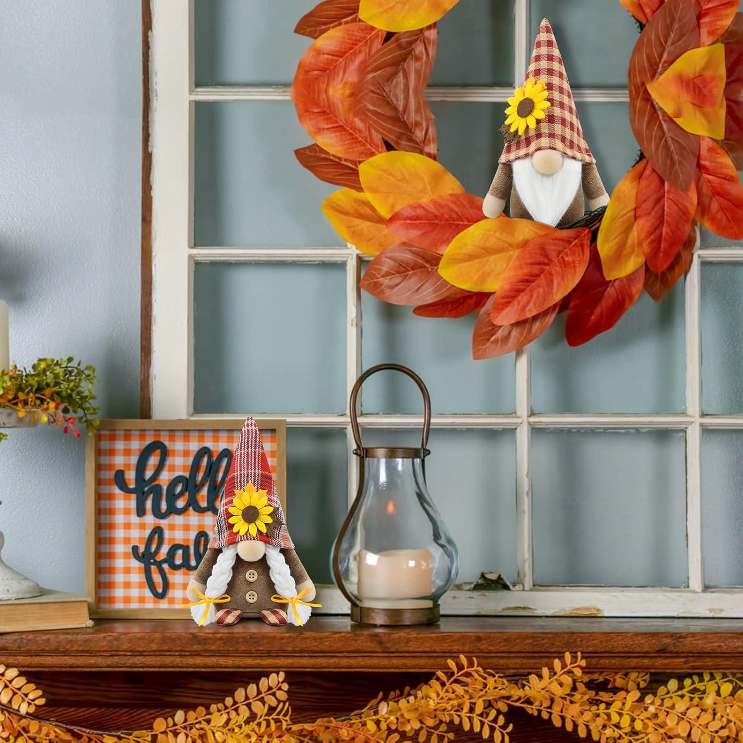 Herbst Wichtel Figuren 2er Set handgemachte Dekoration Tomte Skandinavisches