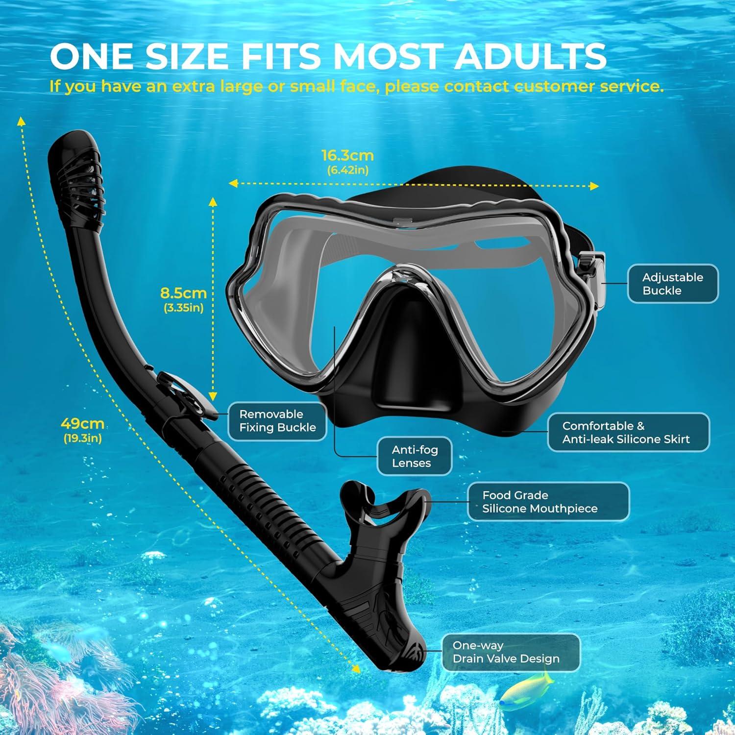 Schnorchelset Erwachsene Tauchermaske Anti-Fog Airflow-Tech