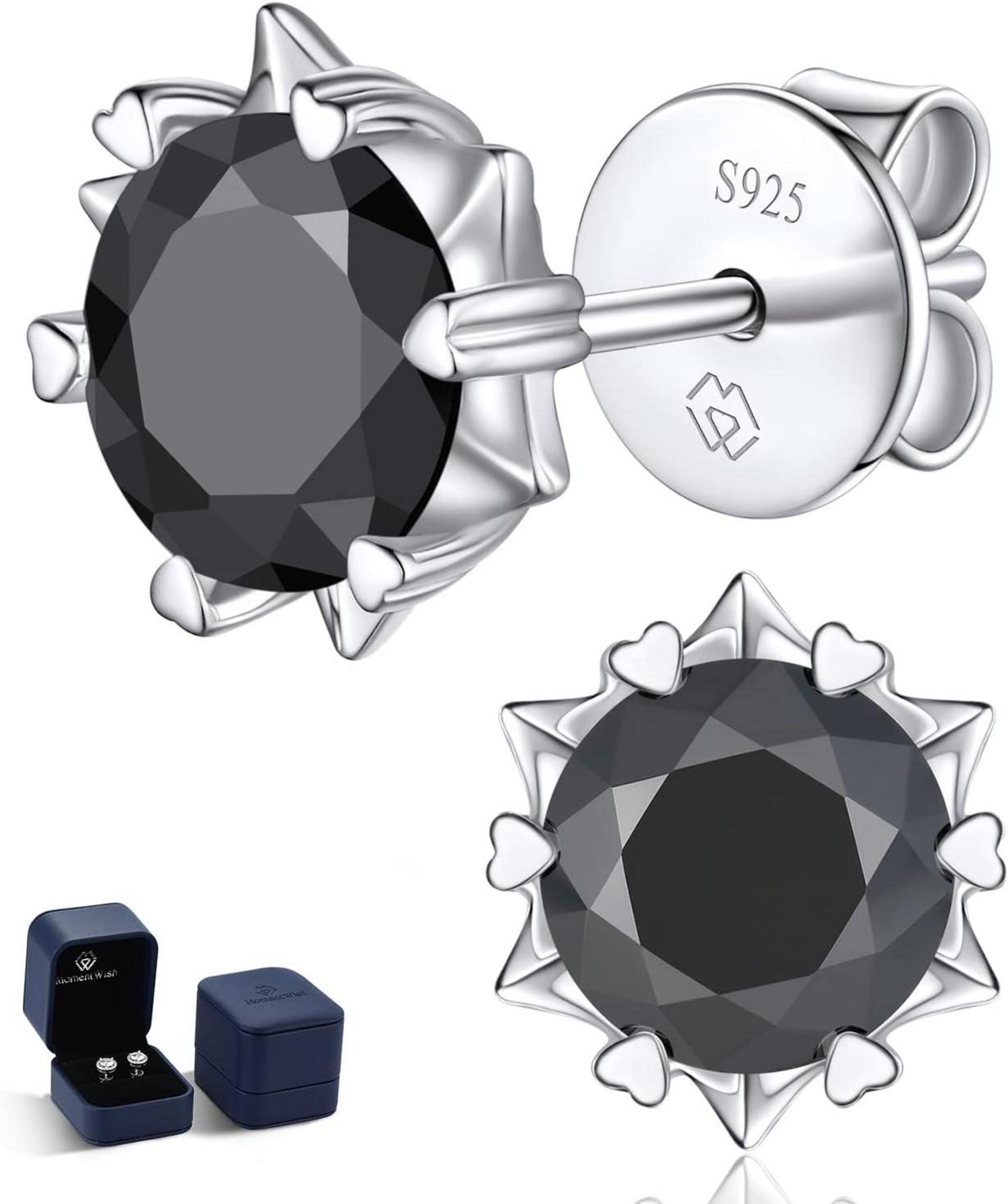 Schwarze Moissanit Ohrstecker 2 Karat Schneeflocke Schwarz