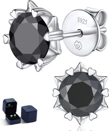 Schwarze Moissanit Ohrstecker 2 Karat Schneeflocke Schwarz