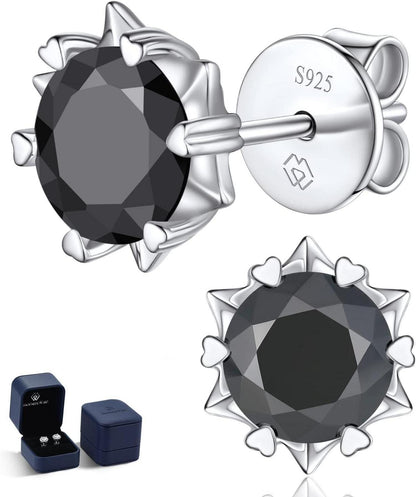 Schwarze Moissanit Ohrstecker 2 Karat Schneeflocke Schwarz