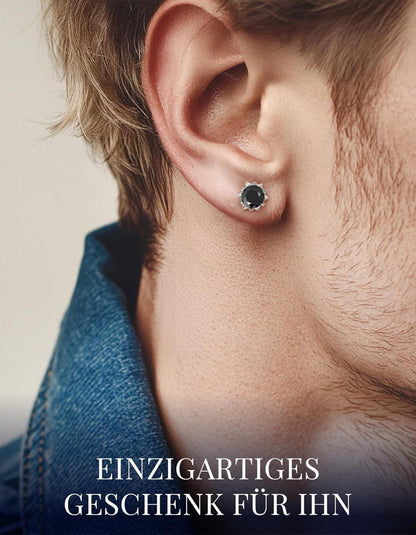 Schwarze Moissanite Ohrstecker 2 Karat 925 Silber 6.5mm Herren Damen