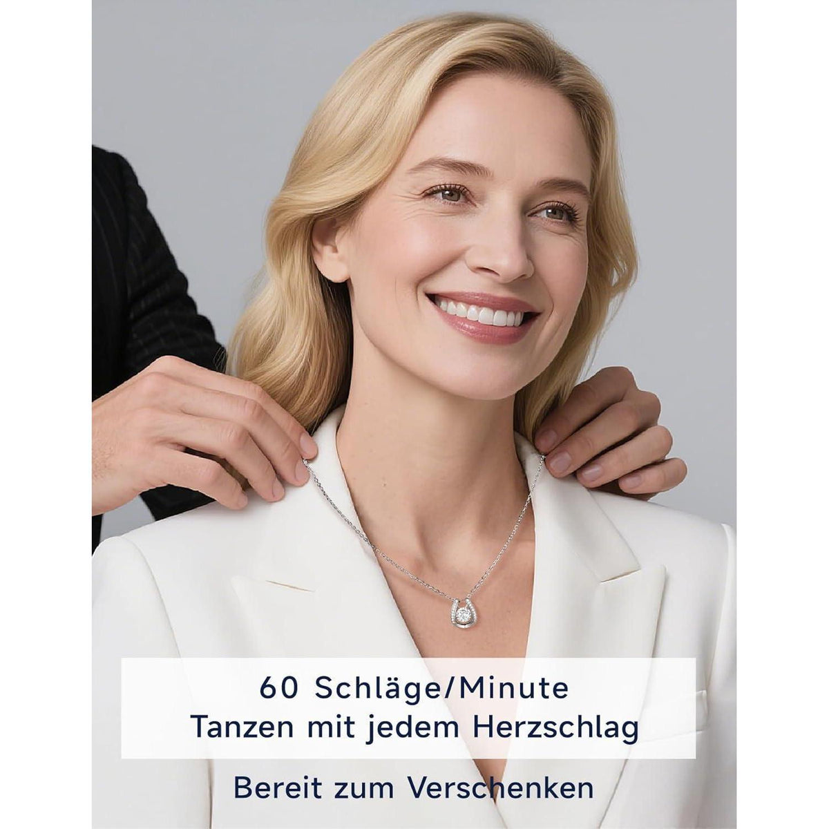 Moissanit Tanz Halskette Damen Silber 925 Hufeisen Glücksbringer Geschenk