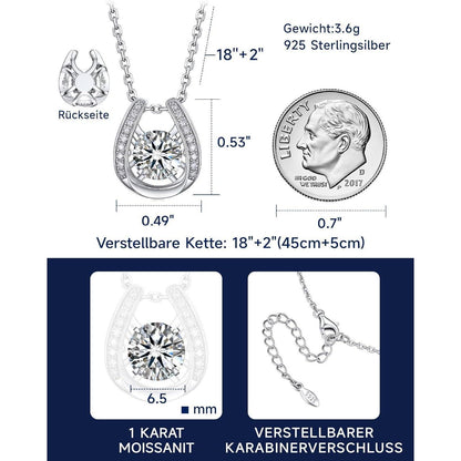 Moissanit Tanz Halskette Damen Silber 925 Hufeisen Glücksbringer Geschenk