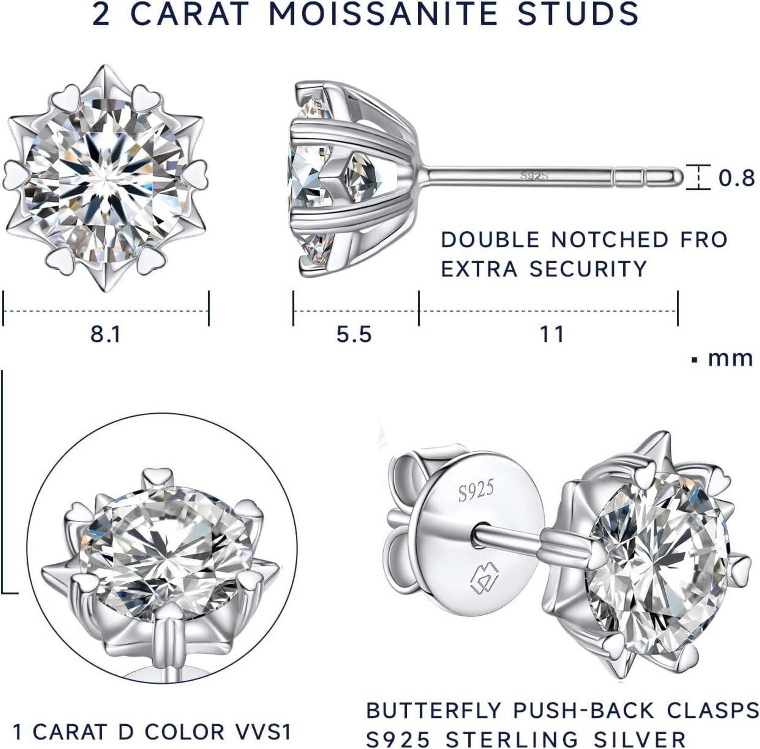 Moissanite Ohrringe Silber 925 1-4 Karat Ohrstecker Diamant