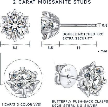 Moissanite Ohrringe Silber 925 1-4 Karat Ohrstecker Diamant