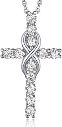 Kreuz Kette Moissanite Anhänger Silber 925 1,2 Karat Infinity Design