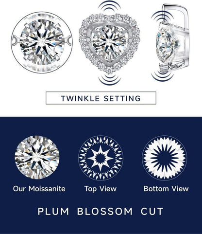 Halskette Damen 1 Karat Moissanite Herz Silber 925 Tanzender Stein