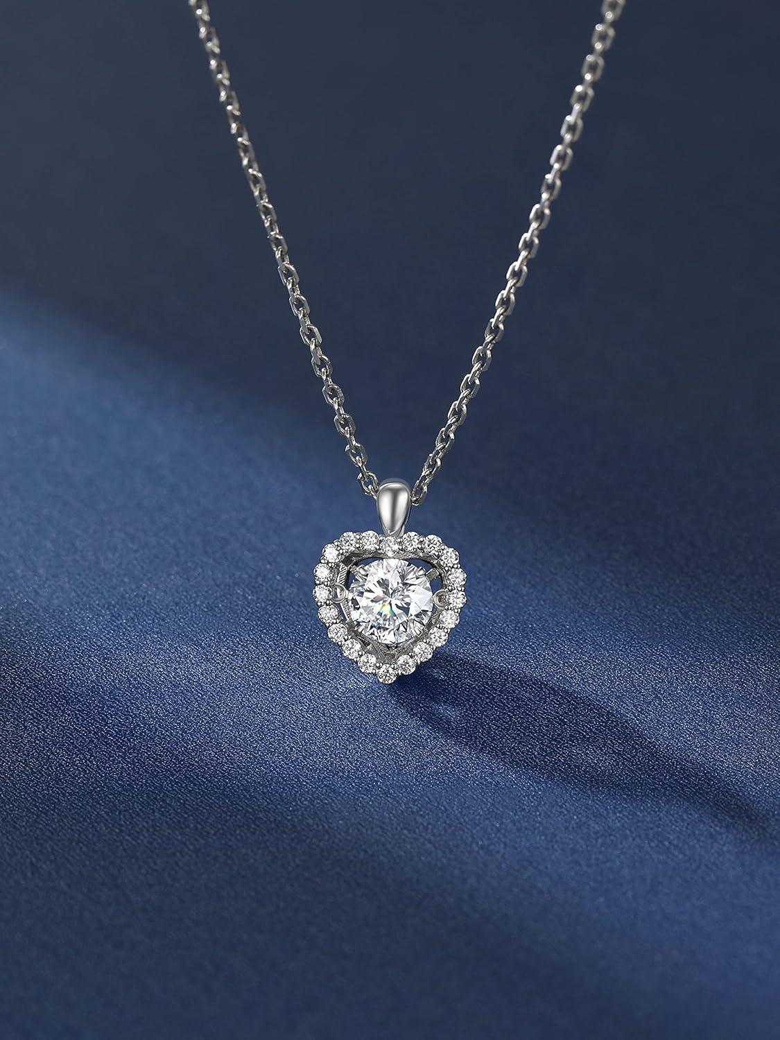 Moissanite Herz Halskette Damen 925 Silber Anhänger Geschenk