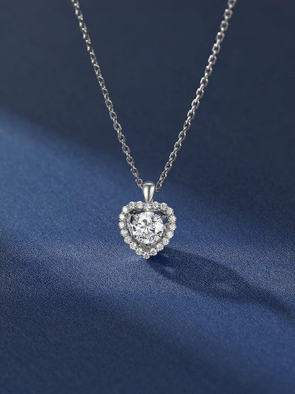 Moissanite Herz Halskette Damen 925 Silber Anhänger Geschenk