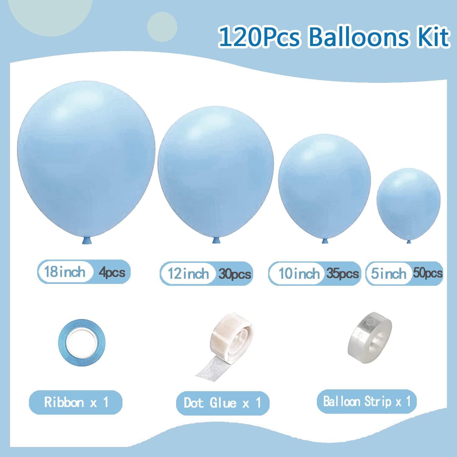 Blau Luftballons Set 120 Stück, Ballongirlande Hellblau