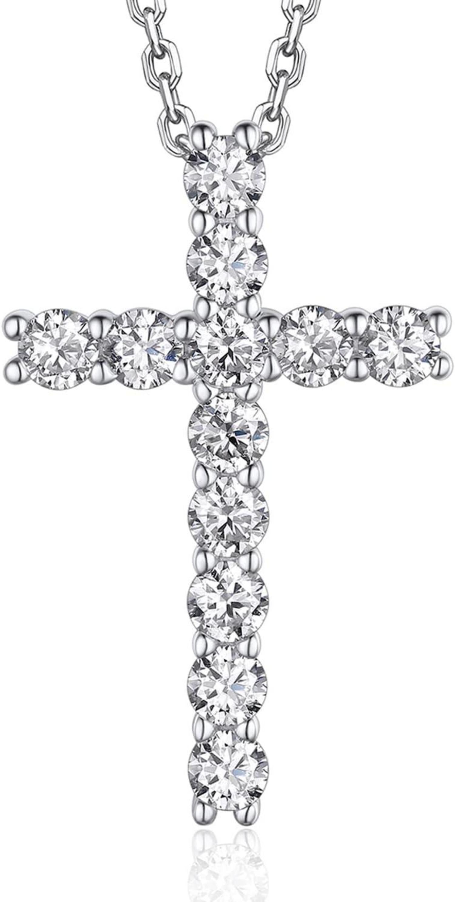 Kreuzkette Moissanite 1,2 Karat Anhänger Silber 925 mit Geschenkbox