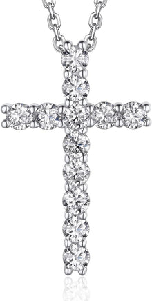 Kreuzkette Moissanite 1,2 Karat Anhänger Silber 925 mit Geschenkbox