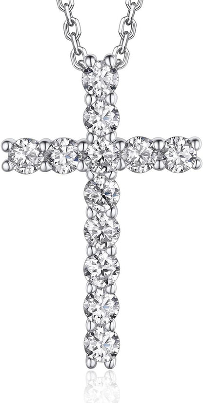 Kreuzkette Moissanite 1,2 Karat Anhänger Silber 925 mit Geschenkbox