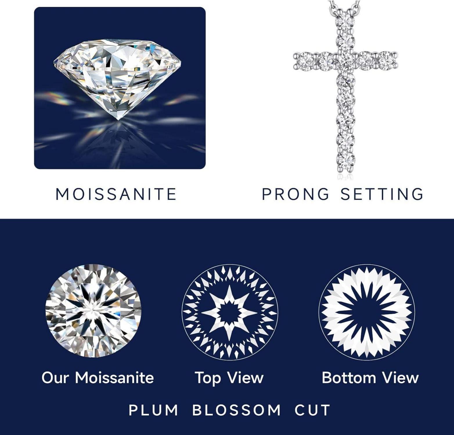 Moissanite Kreuz Kette 1,2 Karat Silber 925 Anhänger Halskette Herren Frauen