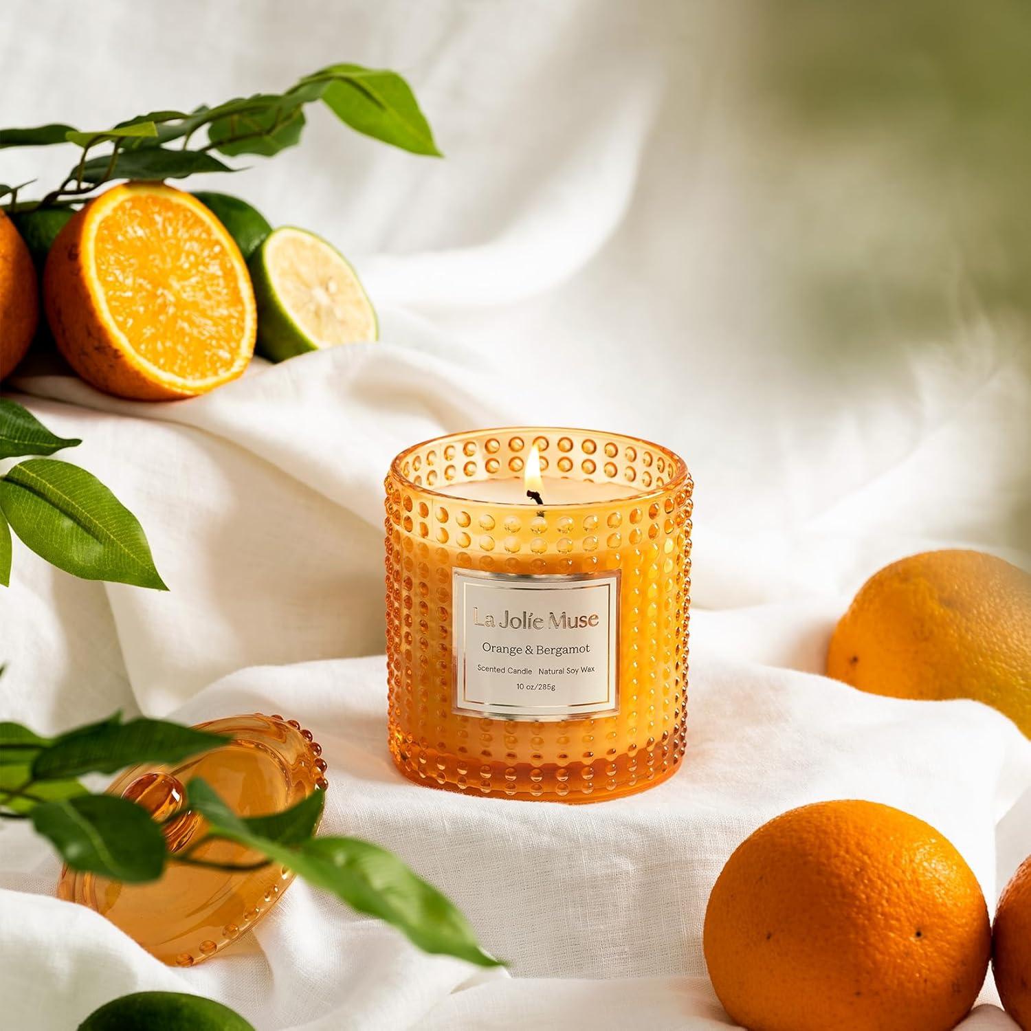 Orange & Bergamotte Duftkerze im Glas 285 g - Natürliche Sojakerze - 75 Stunden Brenndauer