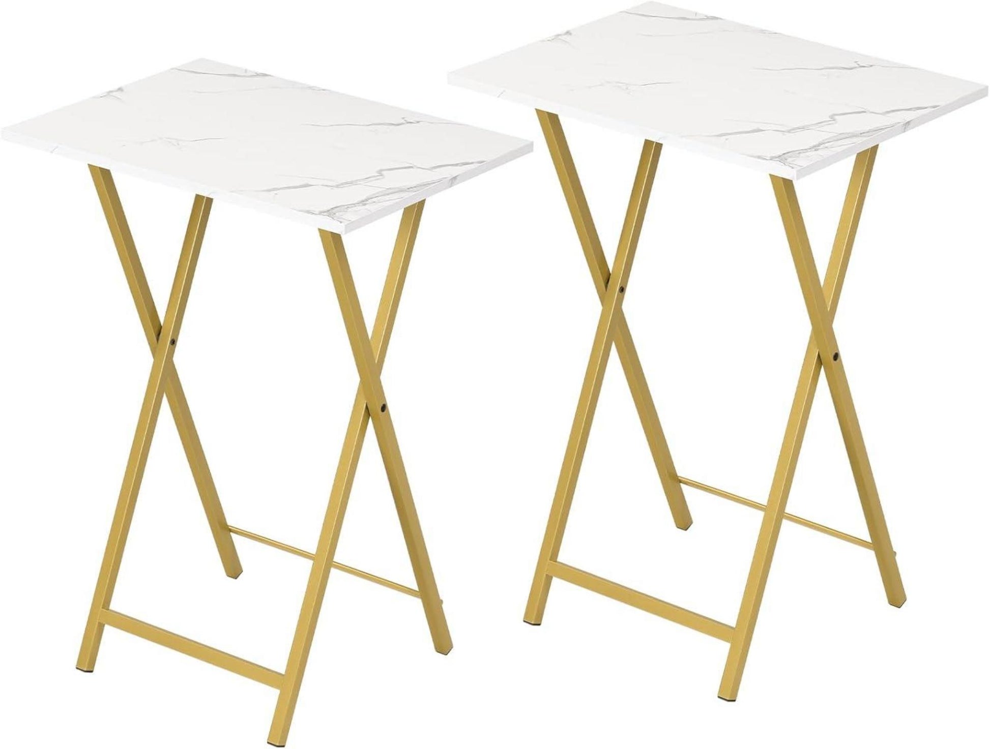 Klappbarer Beistelltisch im Industriestil 2er Set Marmor Gold