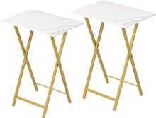 Klappbarer Beistelltisch im Industriestil 2er Set Marmor Gold