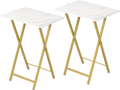 Klappbarer Beistelltisch im Industriestil 2er Set Marmor Gold