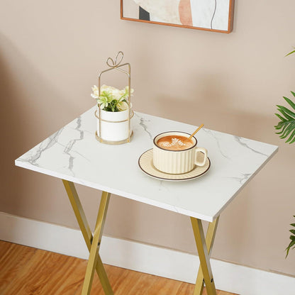 Beistelltisch Klappbar 2er Set Marmor Gold Snack Tablett TV Tray