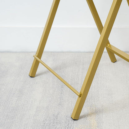 HOOBRO Beistelltisch Klappbar 2er Set Industriestil Marmor Gold