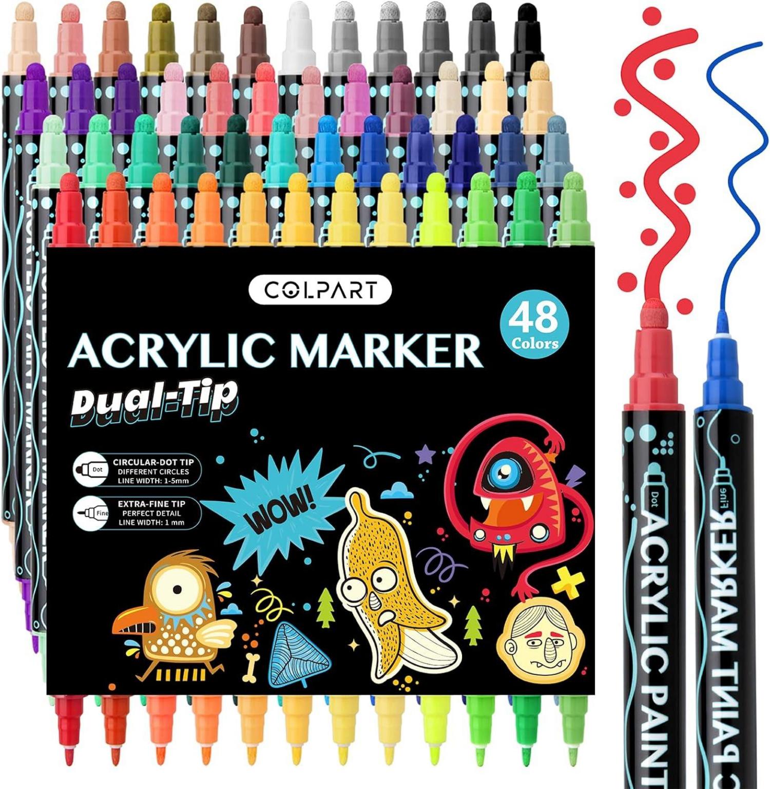 Acrylstifte Wasserfest für Steine Bemalen 48 Farben Acrylic