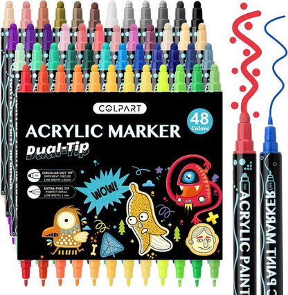 Acrylstifte Wasserfest für Steine Bemalen 48 Farben Acrylic