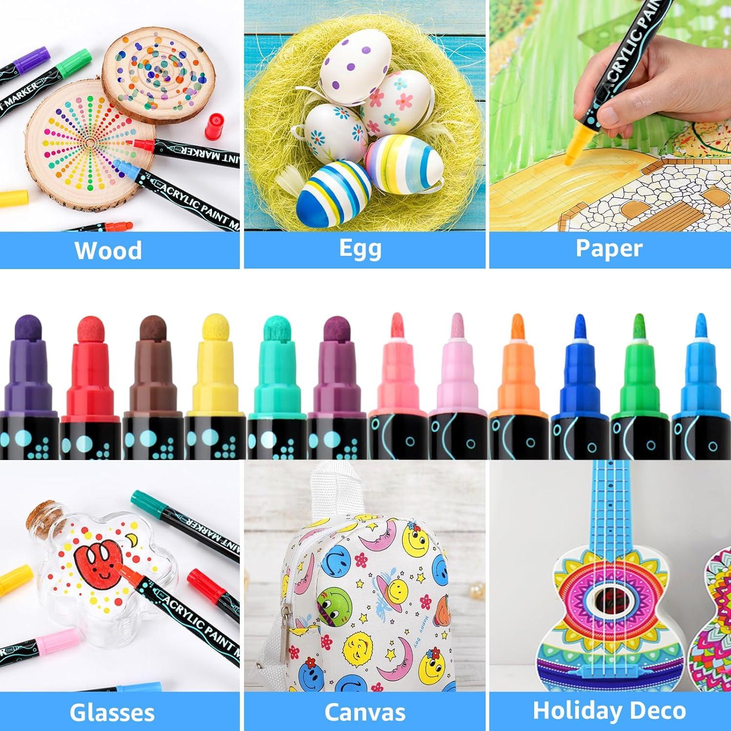 Acrylstifte für Steine 60 Farben wasserfest Kinder Marker