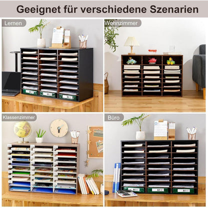 Ablagesystem 27 Fächer – Schreibtisch Organizer Schwarz A4