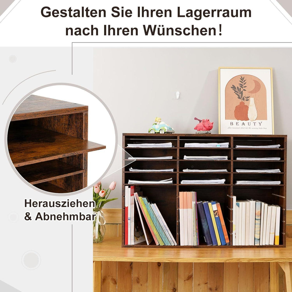 Ablagesystem 27 Fächer – Schreibtisch Organizer Schwarz A4