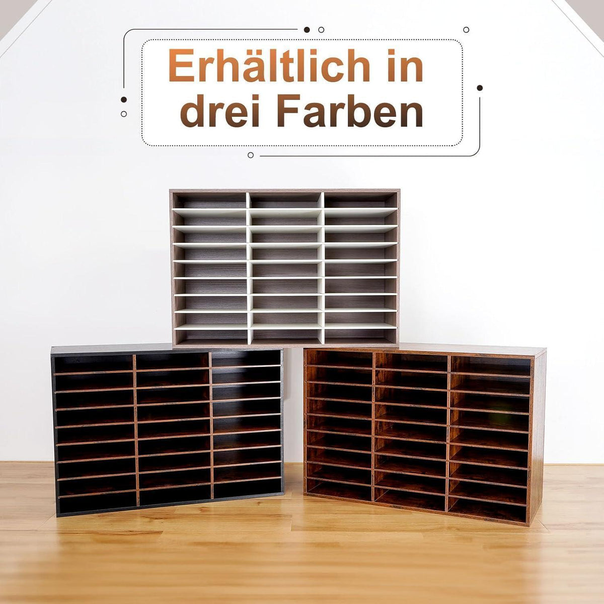 Ablagesystem 27 Fächer – Schreibtisch Organizer Schwarz A4