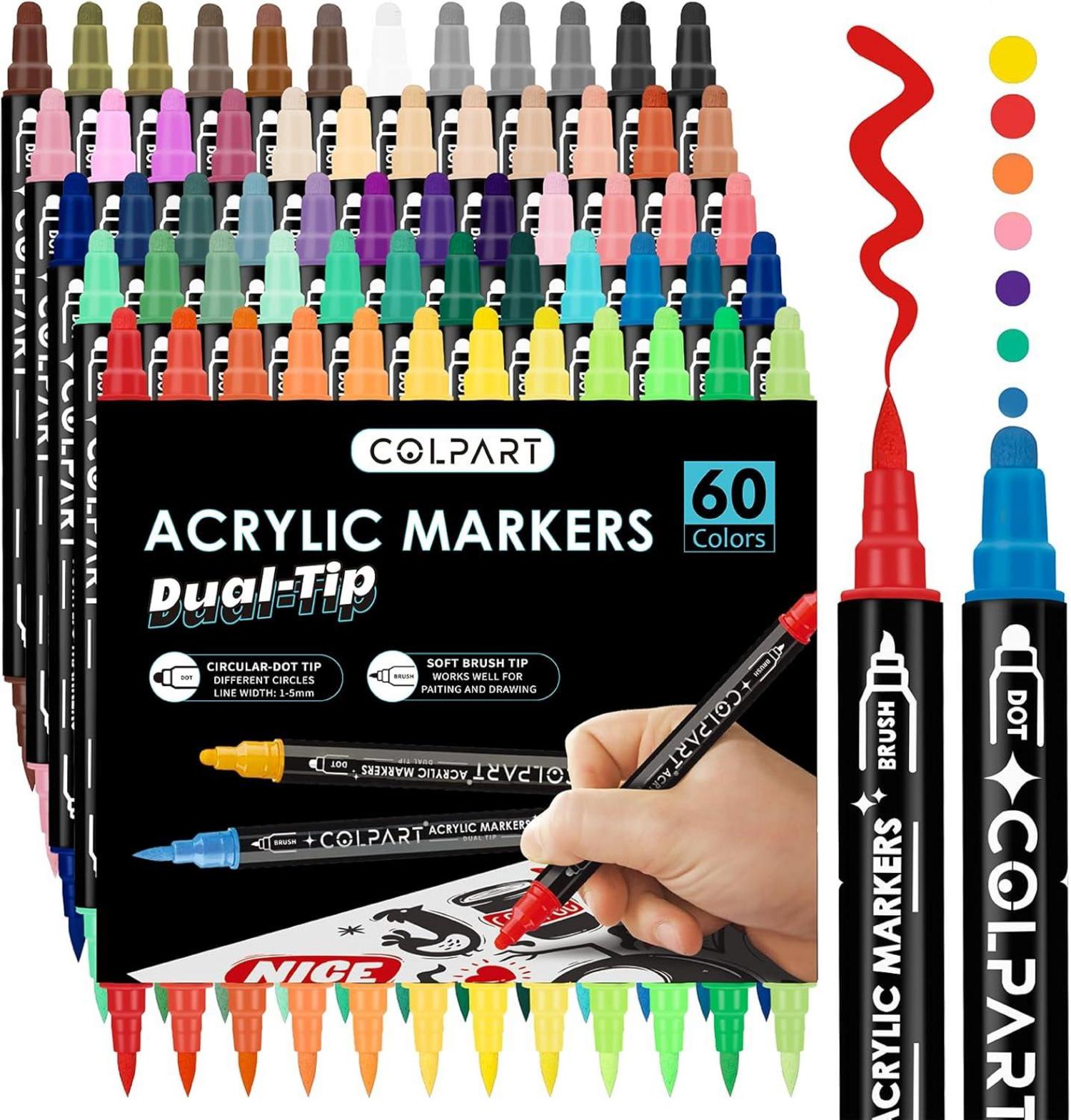 Acrylstifte Paint Markers 60 Farben wasserfest für Steine Bemalen