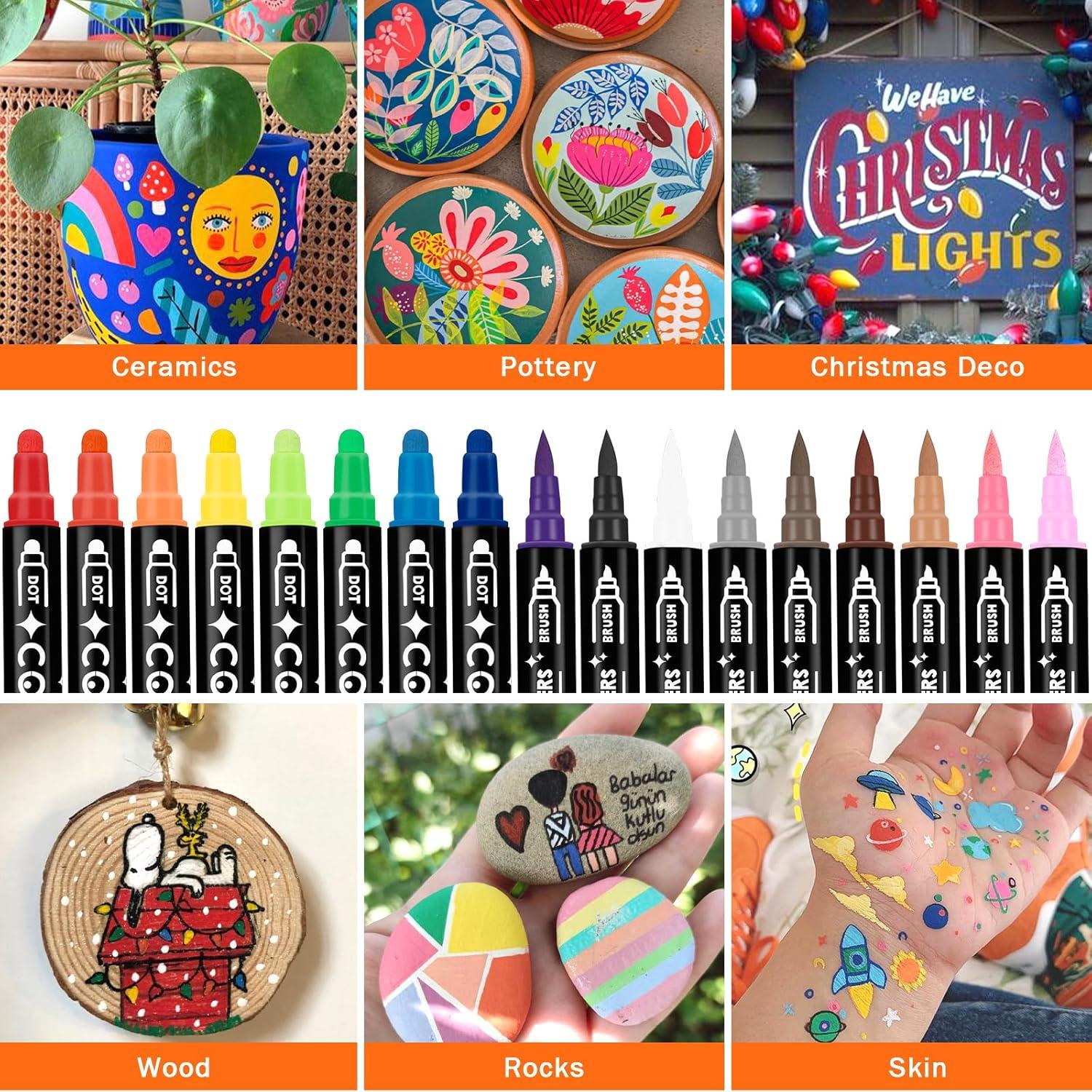 Acrylstifte 48 Farben wasserfest Acrylfarben Marker für Steine Bemalen