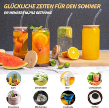 Cocktailgläser mit Deckel, Strohhalm, 16oz, 6er Set