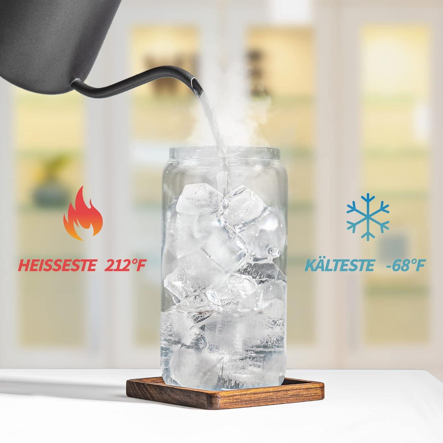 Bierdosen Cocktailgläser Set 16oz mit Deckel + Strohhalm 6er Pack