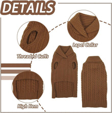 Hundepullover Stricken Kleine Hunde Warm Revers Braun S