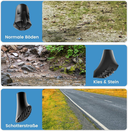 Nordic Walking Stöcke Gummipuffer 12 Stück - Griffiges rutschfestes Trekking Pads 11mm