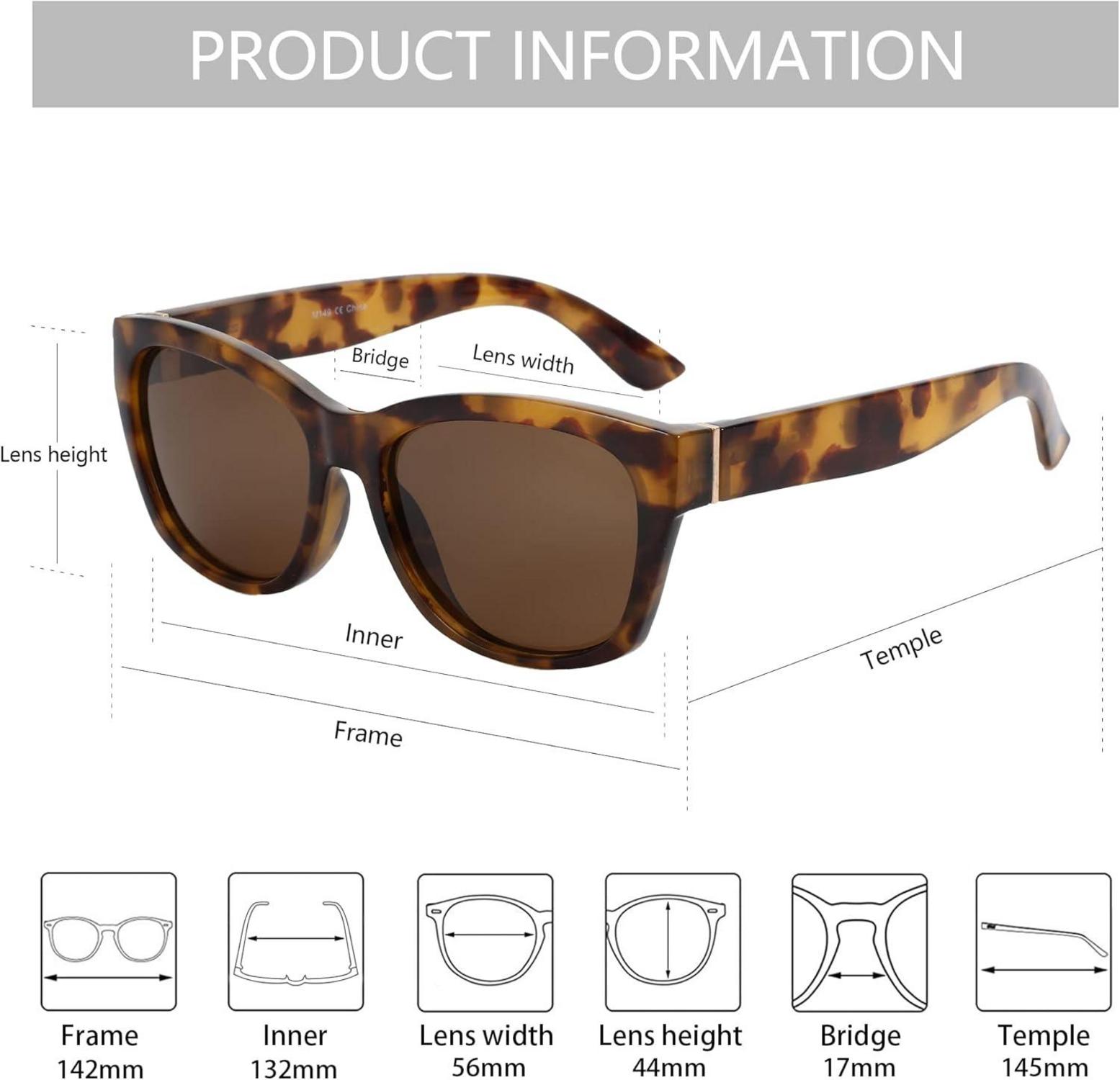Cat Eye Sonnenbrille Damen Polarisiert Vintage Groß Quadratisch UV 400
