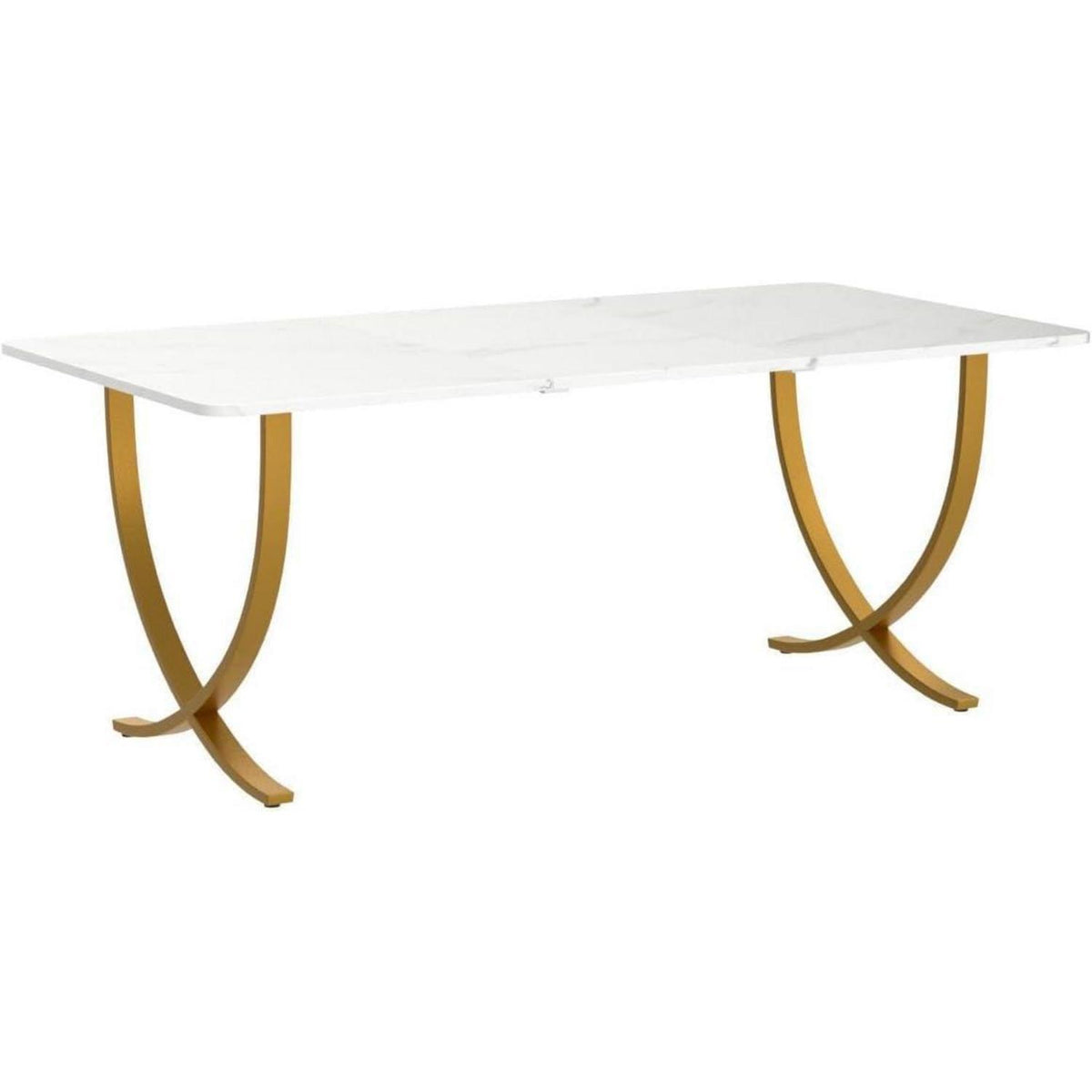 Moderner Schreibtisch Weiß & Gold | 160x80cm | PC-Tisch für Home Office