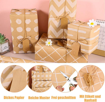 Geschenkpapier Hochzeit Kraftpapier Set 4 Rollen 43x300cm Weihnachten Geburtstag
