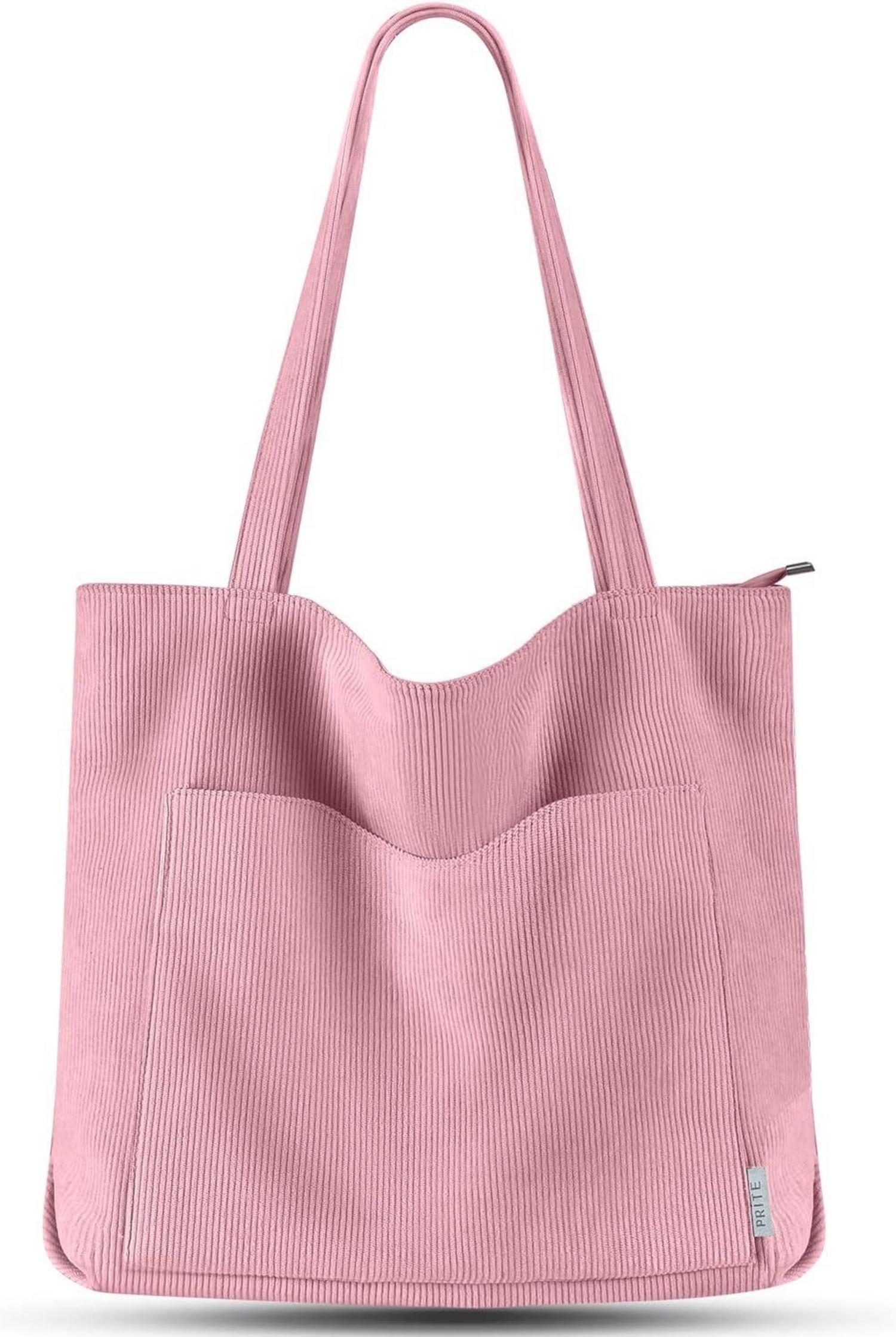 Süße Cord Damen Handtasche Groß mit Reißverschluss & Magnetverschluss