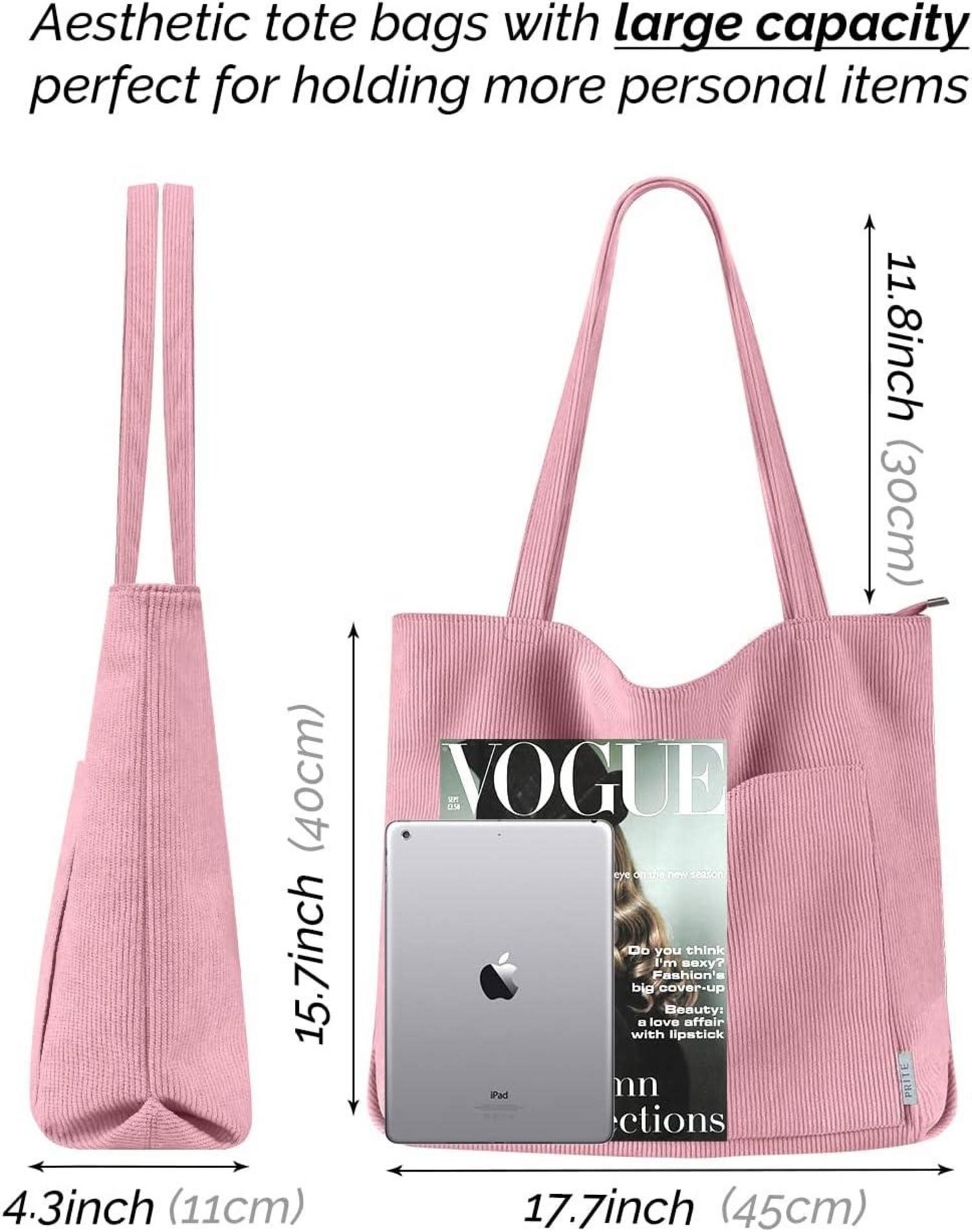 Süße Cord Damen Handtasche Groß mit Reißverschluss & Magnetverschluss